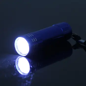 Horúce 9 LED Mini Ultra Svetlé vonkajšie Baterky Baterky Vode-odolný Ľahký Super Pevné Pochodeň Modrá Hliníka pre Kempovanie Obrázok