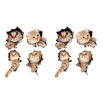 (8Pcs) 3D Mačka, Auto Nálepky, Obtisky / Nálepka Na Okno,, Vozidlo, Auto, Notebook Alebo Ipad Obrázok
