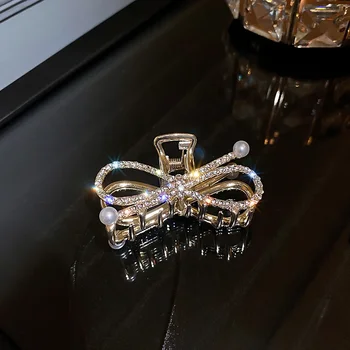 Ženské Vlasy Klip Duté Diamond Pearl Luk Elegantné Šperky Motýľ Vlasy Príslušenstvo pre Dievčatá Festival Kreatívne Darčeky Obrázok