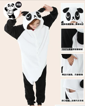 Panda Pajama Ženy Muži Dospelých Fleece Kawaii Oblečenie Anime Zvierat Cosplay Panda Onesie Sleepwear Obrázok