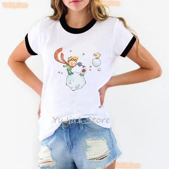 Malý Princ Star Print T Shirt Ženy Oblečenie 2023 Zábavné Cool Tričko Femme Harajuku Kawaii Krátky Rukáv T-Shirt Žena Obrázok