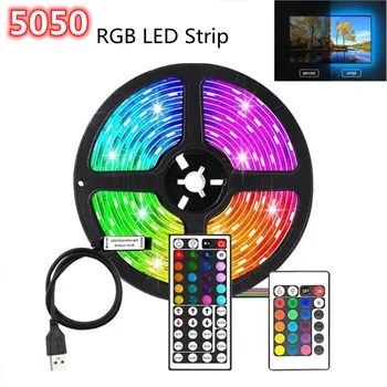 5M LED Pás RGB USB 5050 SMD Svetelné Pásy S Diaľkovým ovládaním Ploche Dovolenku Stenu Miestnosti TV Podsvietenie 5V Pásky Pásky Lampa Obrázok
