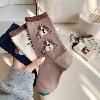 Karikatúra, Káva, Bavlna Dlhé Ponožky Sox Roztomilé Ponožky Ženy Japonský Kawaii Zábavné Ponožka Móda Jeseň Zima Školy Dievčatá Kórejský Štýl Obrázok
